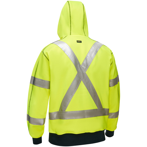 Bisley&reg; X-Back Full Zip Hooded Sweatshirt with Sherpa Lining, Medium, High Visibility Lime-Yellow Absolute Business Supply