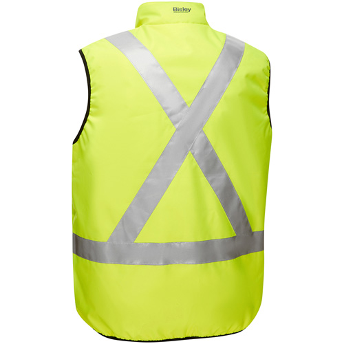 Veste bouffante r&eacute;versible avec X au dos Bisley, Jaune lime haute visibilit&eacute;, Petit, Polyester Absolute Business Supply
