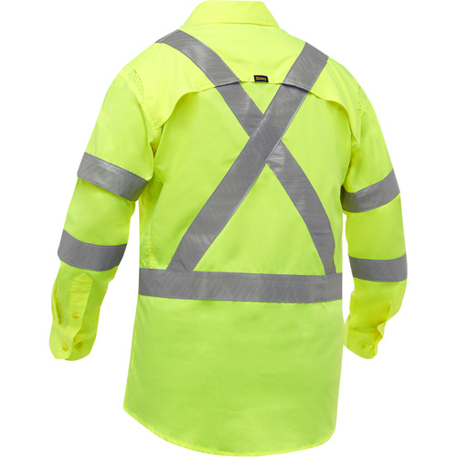 Bisley&reg; X-Back Long Sleeve Work Shirt with X-Airflow, Poly-Cotton, Small, High Visibility Lime-Yellow Absolute Business Supply