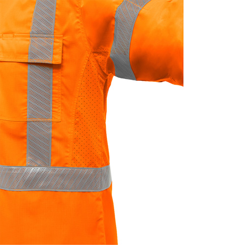 Bisley&reg; X-Back Long Sleeve Work Shirt with X-Airflow, Poly-Cotton, Small, High Visibility Orange Absolute Business Supply