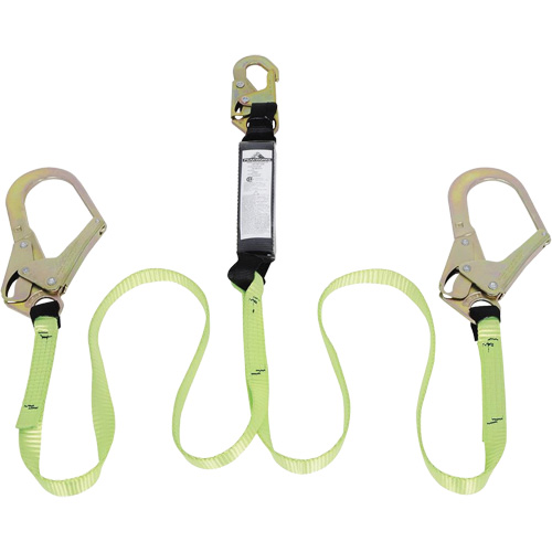 SA-54022-4 Shock Absorbing Lanyard, 4', Form Hook Center, Snap Hook Leg Ends, Polyester Absolute Business Supply