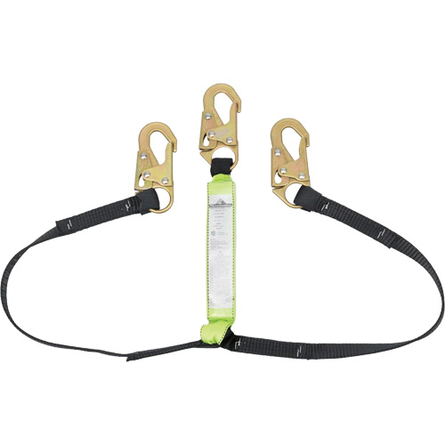 SA-64000-4 Shock Absorbing Lanyard, 4', Snap Hook Center, Snap Hook Leg Ends, Polyester Absolute Business Supply