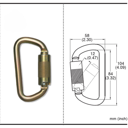 CP-03015-2 Zinc Plated Carabiner with 3/4" Gate Opening, Steel Absolute Business Supply