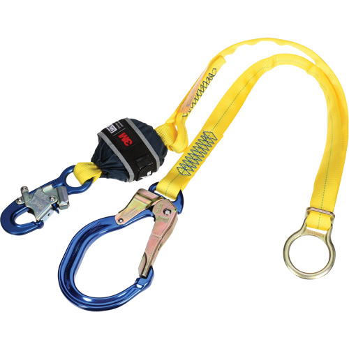Tie-Back Web Shock-Absorbing Lanyard, 6', Rebar Hook Center, Snap Hook Leg Ends, Polyester Absolute Business Supply