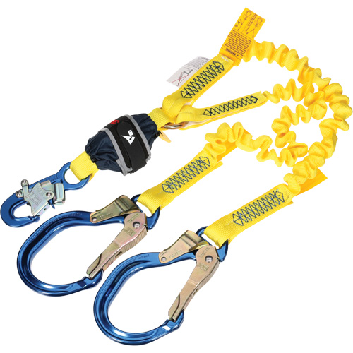 Longe &eacute;lastique d'ancrage double &agrave; amortisseur de choc en sangle, 6', Point d'ancrage &agrave; Crochet d'armature, Crochet mousqueton aux jambes Absolute Business Supply