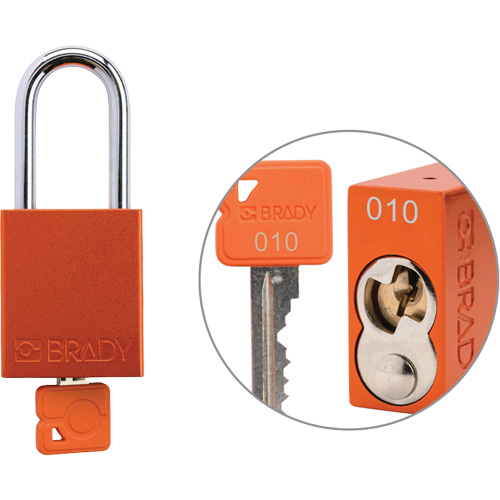 Cadenas de verrouillage de s&eacute;curit&eacute; Velocity Plus, Orange, Cl&eacute;s identiques, Aluminium, Largeur de 1-1/2" Absolute Business Supply