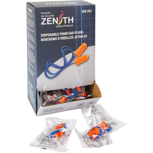 Foam Earplugs, Pair - Polybag, Corded Absolute Business Supply