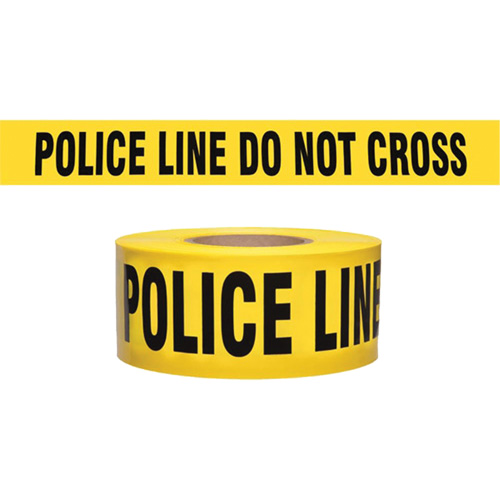 Ruban pour barricade de calibre entrepreneur "Police Line Do Not Cross", Anglais, 3" la x 1000' lo, 2 mils, Noir sur jaune Absolute Business Supply