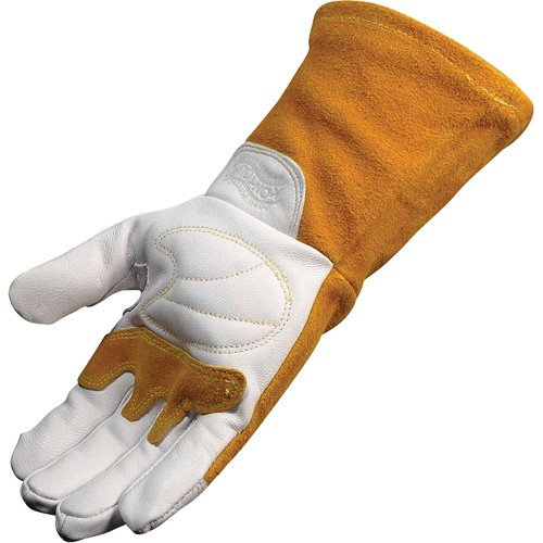 Caiman&reg; Premium TIG/MIG Welder's Gloves with FR Insulated Split Cowhide Back, Grain Goatskin, Size Medium Absolute Business Supply