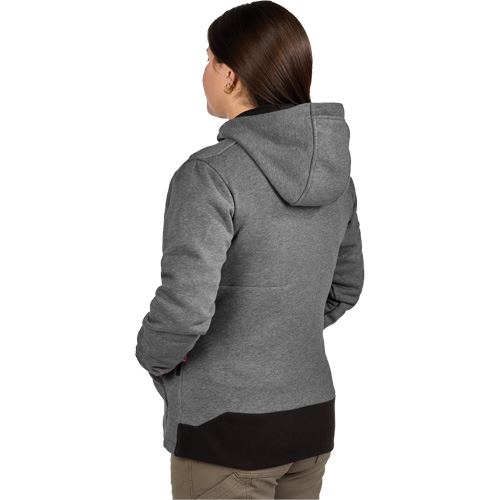 Chandail &agrave; capuchon chauffant M12 avec pile, Femmes, Grand, Gris, Poly-coton Absolute Business Supply