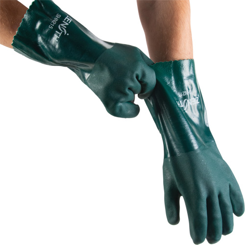 Gants verts &agrave; double enduit, 14" lo, PVC, Doublure en Jersey de coton, 70 mils Absolute Business Supply
