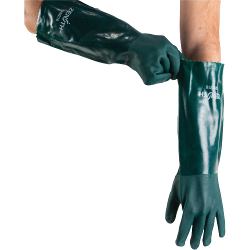 Gants verts &agrave; double enduit, 18" lo, PVC, Doublure en Jersey de coton, 70 mils Absolute Business Supply