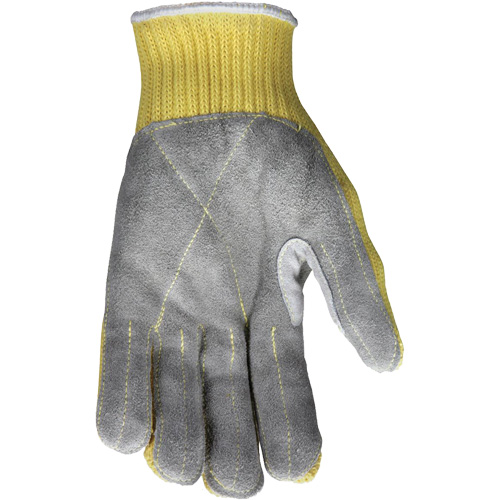 Gants de travail r&eacute;sistant &agrave; la coupe CutPro avec paume en cuir fendu, Taille Petit, Calibre 7, Enveloppe en Kevlar, ASTM ANSI niveau A3 Absolute Business Supply