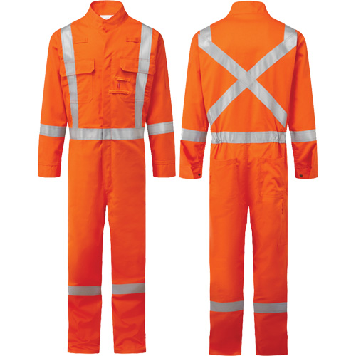 Bizflame&reg; 88/12 Iona 7 oz. FR510 FR Coverall, Size 36, Orange Absolute Business Supply