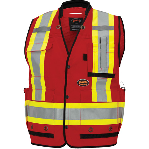 6678 Veste d'arpenteur antimicrobienne haute visibilit&eacute; avec dos en maille, Rouge, Petit, Polyester Absolute Business Supply