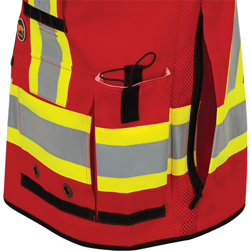 6678 Veste d'arpenteur antimicrobienne haute visibilit&eacute; avec dos en maille, Rouge, Petit, Polyester Absolute Business Supply