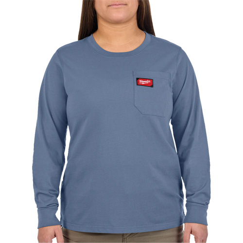 T-shirt &agrave; manches longues avec poches GRIDIRON, Femmes, T-petit, Bleu Absolute Business Supply