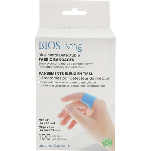 Bandages bleus, Rectangulaire/carr&eacute;e, 3", Tissu d&eacute;tectable, St&eacute;rile Absolute Business Supply