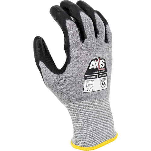 Gants de travail r&eacute;sistants &agrave; la coupe, compatibles avec &eacute;crans tactiles RWG566 AXIS, Taille T-petit, Calibre 18, Rev&ecirc;tement Polyur&eacute;thane, Enveloppe en Acier inoxydable/PEHP, ASTM ANSI niveau A5/EN 388 niveau E Absolute Business Supply