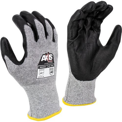 Gants de travail r&eacute;sistants &agrave; la coupe, compatibles avec &eacute;crans tactiles RWG566 AXIS, Taille T-petit, Calibre 18, Rev&ecirc;tement Polyur&eacute;thane, Enveloppe en Acier inoxydable/PEHP, ASTM ANSI niveau A5/EN 388 niveau E Absolute Business Supply