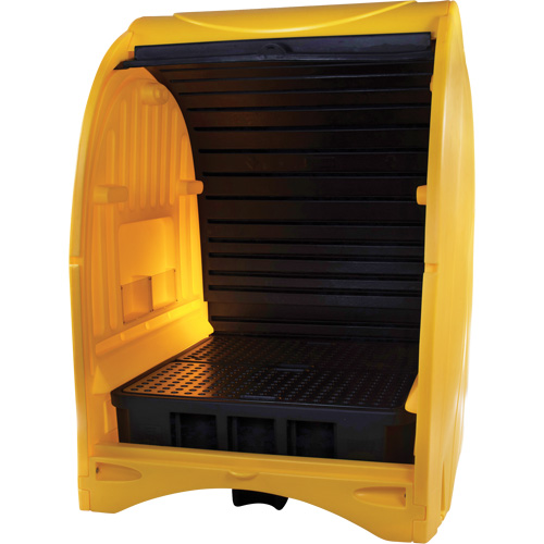 Palette contre les d&eacute;versements &agrave; couvercle dur pour 4 barils, 68,11" lo x 61,61" la x 83,07" h, Capacit&eacute; de charge 1433 lb Absolute Business Supply