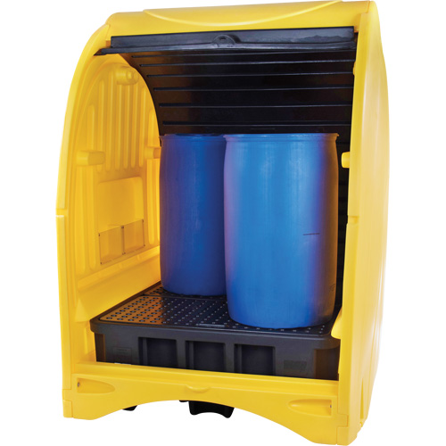 Palette contre les d&eacute;versements &agrave; couvercle dur pour 4 barils, 68,11" lo x 61,61" la x 83,07" h, Capacit&eacute; de charge 1433 lb Absolute Business Supply