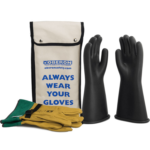 Class 1 Rubber Electrical Glove Kit, 8, 14" L, 37 cal/cm², NFPA 70E Absolute Business Supply
