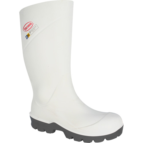 Boss&reg; Footwear Food Processing Boot, Polyurethane, Steel Toe, Size 4, Impermeable Absolute Business Supply