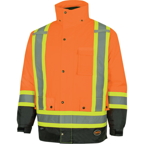 Parka de s&eacute;curit&eacute; d'hiver imperm&eacute;able 7-en-1 5056 Pioneer Yukon, Polyester, Noir/Orange haute visibilit&eacute;, T-petit Absolute Business Supply