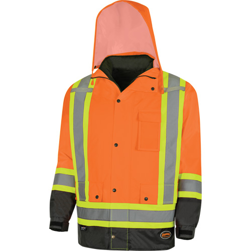 Parka de s&eacute;curit&eacute; d'hiver imperm&eacute;able 7-en-1 5056 Pioneer Yukon, Polyester, Noir/Orange haute visibilit&eacute;, T-petit Absolute Business Supply