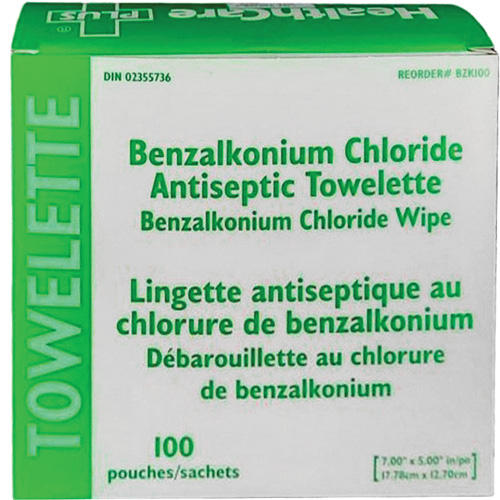 Serviette au chlorure de benzalkonium BZK, Serviette, Antiseptique Absolute Business Supply