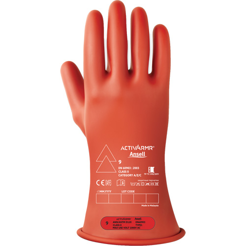 Gants &eacute;lectriques isol&eacute;s ultra l&eacute;gers ActivArmr RIG R011RUL, ASTM classe 0, Taille 9, 11" lo Absolute Business Supply