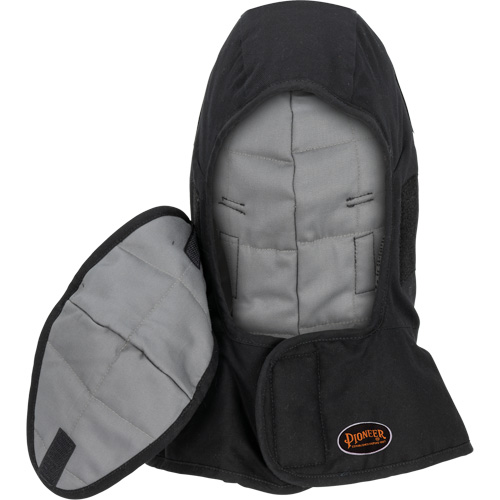 Doublure matelass&eacute;e ignifug&eacute;e Pioneer 765A pour casque de s&eacute;curit&eacute; avec un long cou et embout buccal amovible, Noir/Gris, Coton/FR-Tech/Modacrylique/Nylon Absolute Business Supply