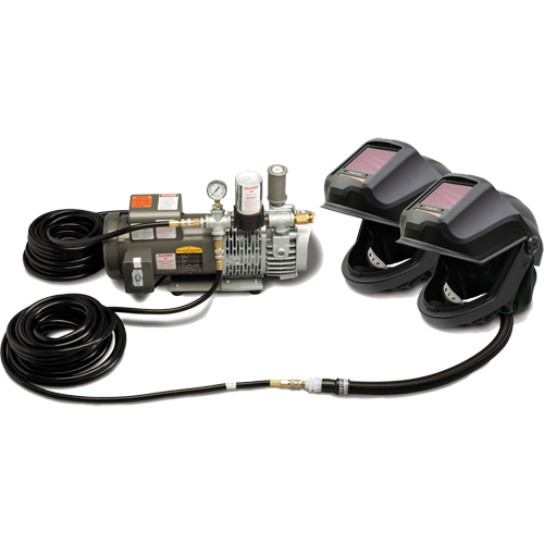 2-Worker DEFENDER Supplied Air Shield & Flip-Front Welding Helmet System Absolute Business Supply