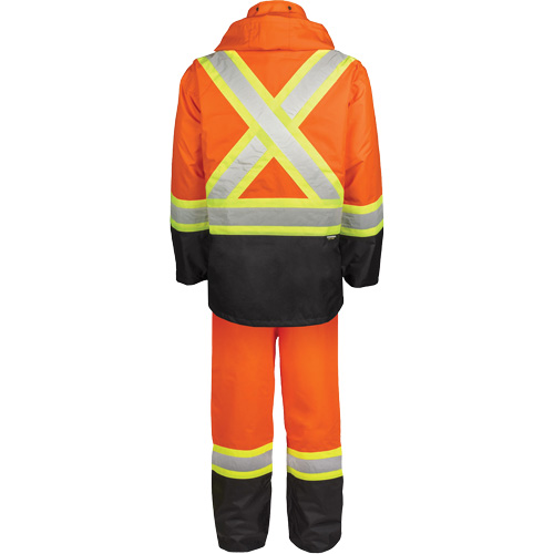Ensemble de pluie haute visibilit&eacute; en tissu 150 deniers, Polyester, 3T-Grand, Orange haute visibilit&eacute; Absolute Business Supply