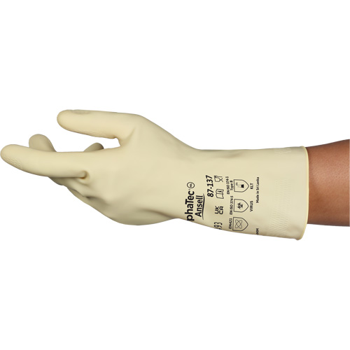AlphaTec&reg; 87-137 Lightweight Natural Gloves, Size 7, 11.8" L, Rubber Latex, 16-mil Absolute Business Supply
