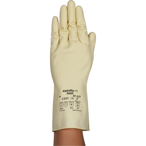 AlphaTec&reg; 87-137 Lightweight Natural Gloves, Size 7, 11.8" L, Rubber Latex, 16-mil Absolute Business Supply