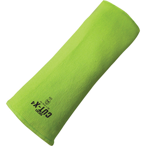 Cut-X&reg; Cut-Resistant Sleeve, Fibreglass/Polyethylene, 14", ASTM ANSI Level A4, High Visibility Lime Absolute Business Supply
