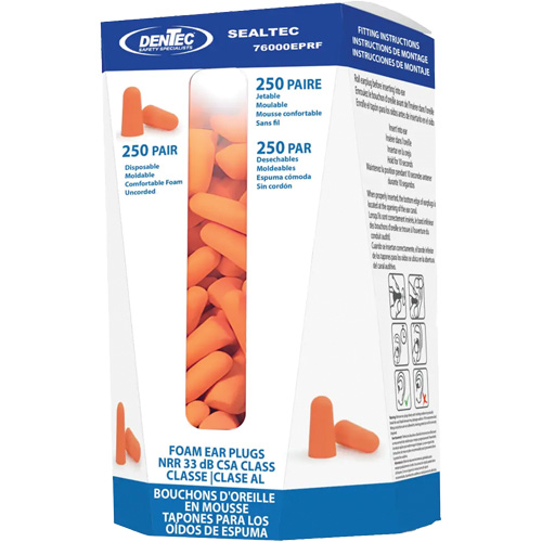 SEALTEC33 Disposable Foam Earplugs Refill, Bulk - Canister Absolute Business Supply