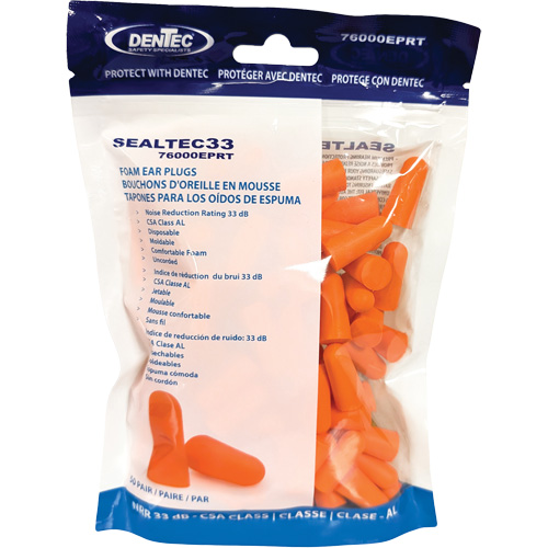 SEALTEC33 Orange Disposable Foam Earplugs, Bulk - Polybag Absolute Business Supply