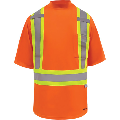 Viking&reg; Safety Bamboo Lined T-shirt, Polyester, Large, High Visibility Orange Absolute Business Supply