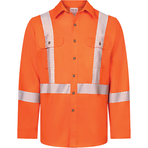 Chemise de travail haute visibilit&eacute; &agrave; bandes segment&eacute;es 7 oz de luxe Avenger, Style 652, Hommes, 2T-Grand, Orange Absolute Business Supply