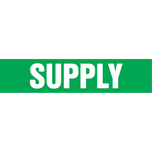 Marqueurs de tuyau "Supply", Autocollant, 4" h x 24" la, Blanc/vert Absolute Business Supply