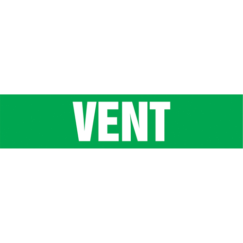 "Vent" Pipe Markers, Self-Adhesive, 2-1/2" H x 12" W, White on Green Absolute Business Supply