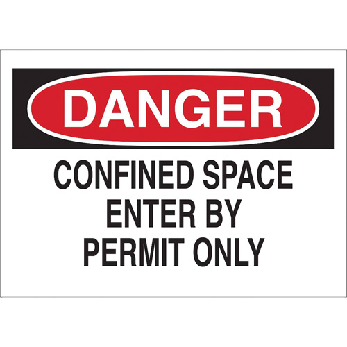 "DANGER Confined Space Enter By Permit Only" Sign, 10" x 14", Polystyrene, English Absolute Business Supply