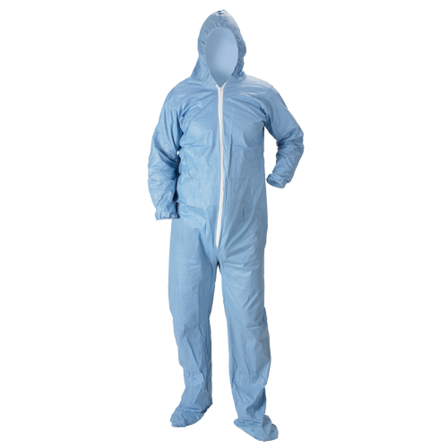 Pyrolon&reg; Plus 2 FR Hooded Coveralls With Boots, Small, Blue, FR Treated Fabric Absolute Business Supply