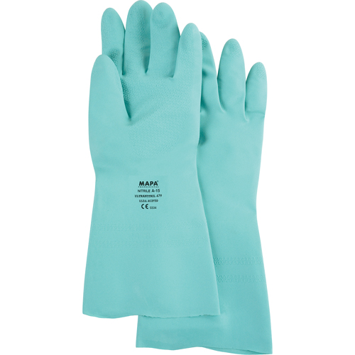 StanSolv&reg; Z-Pattern Grip Gloves, Size Large/9, 13" L, Nitrile, 15-mil Absolute Business Supply