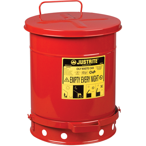 Contenants pour d&eacute;chets huileux, Homologu&eacute; FM/List&eacute; UL, 10 gal. US, Rouge Absolute Business Supply