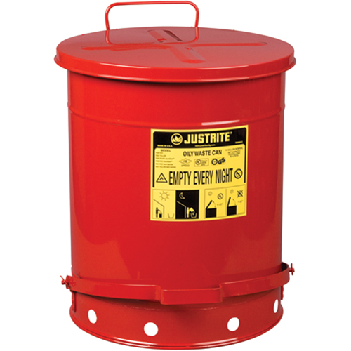Contenants pour d&eacute;chets huileux, Homologu&eacute; FM/List&eacute; UL, 14 gal. US, Rouge Absolute Business Supply