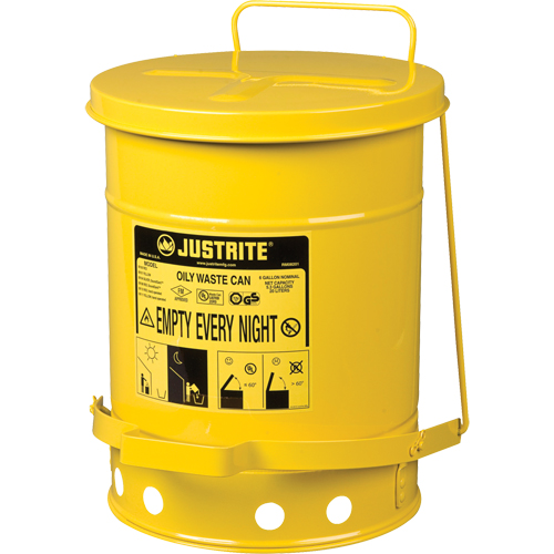 Oily Waste Cans, FM Approved/UL Listed, 6 US Gal., Yellow Absolute Business Supply